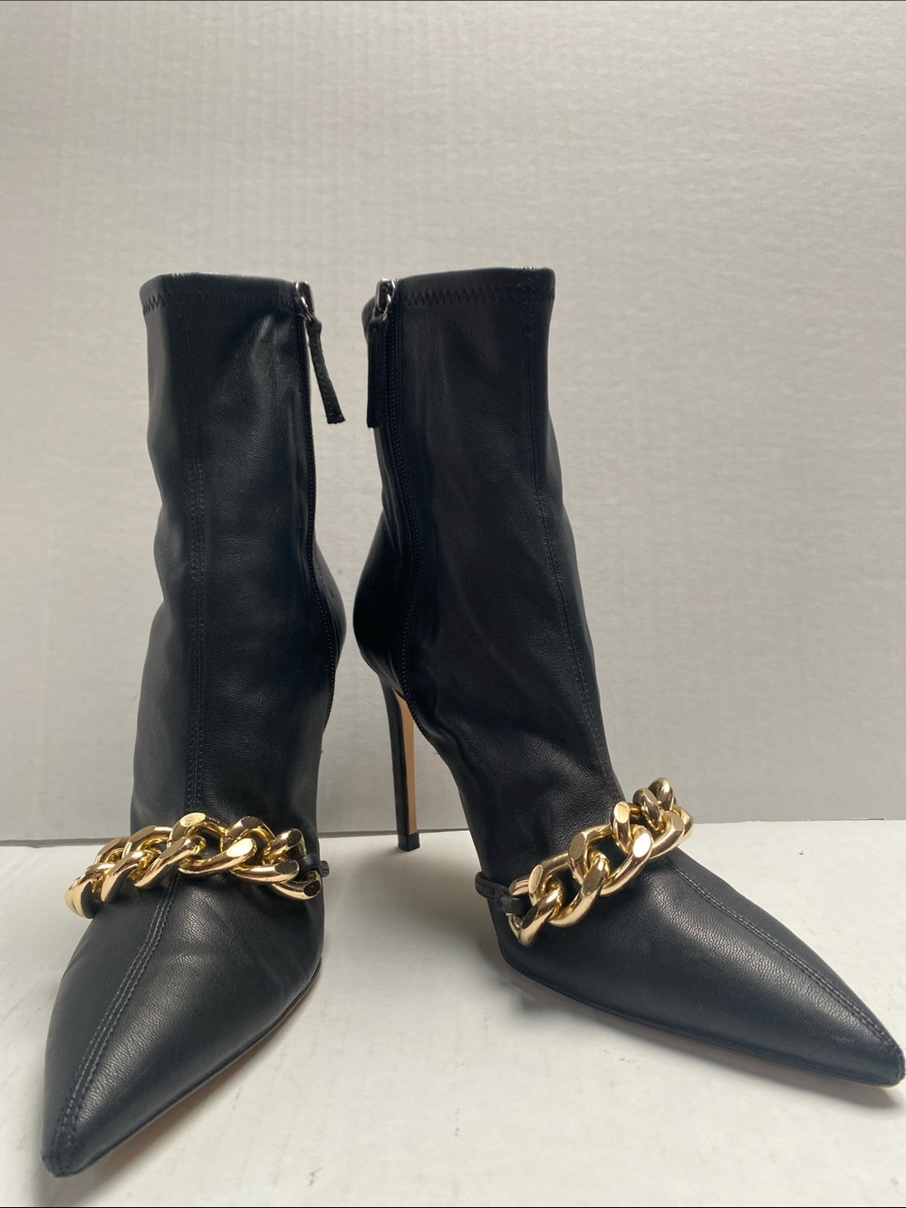 ZARA Black High-Heel Chain Ankle Boot Sz 38 F20